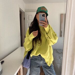 Oversized chartreuse sweater